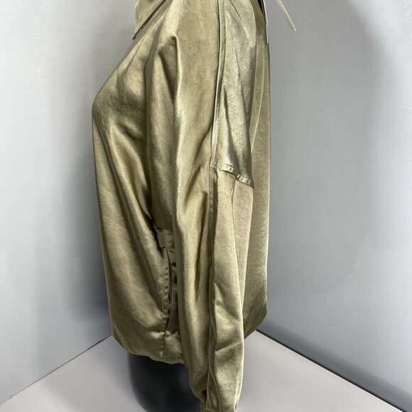 Melissa Nepton Women’s Evelyn Satin Bomber Jacket Size S Khaki Green - Picture 7 of 8
